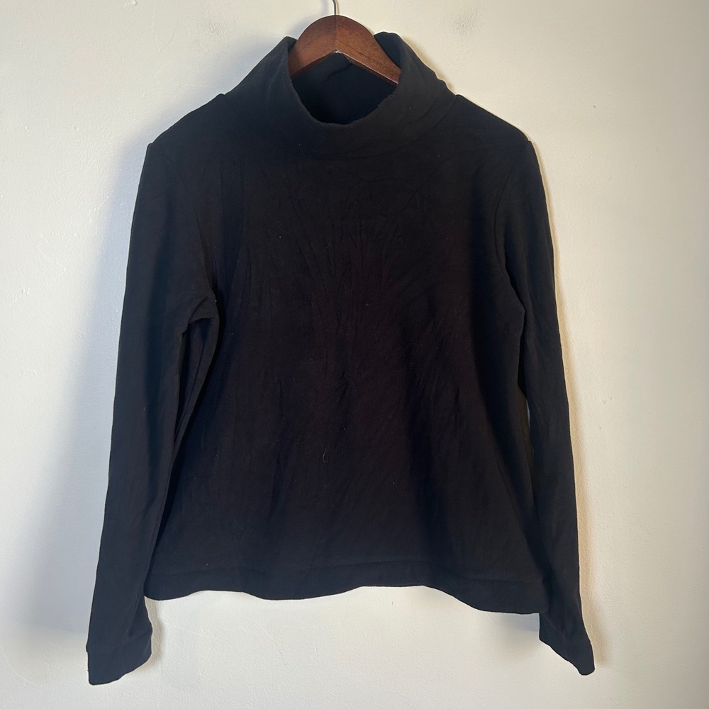 EUC Dudley Stephens Turtleneck Park Slope Size Large Black Vello Fleece Top